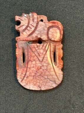 Vintage Carved Dyed Stone Pendant Pink Crackle Design $18